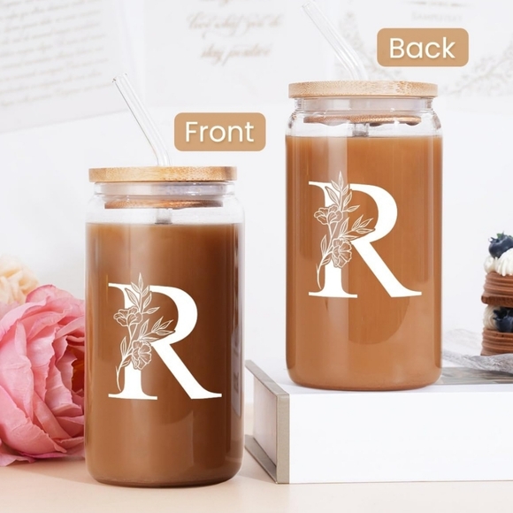 Monogrammed "R" Glass Cup - Picture 2 of 11